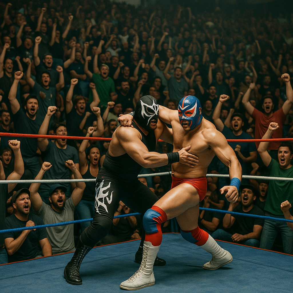 Un evento de lucha libre con las gradas llenas, af