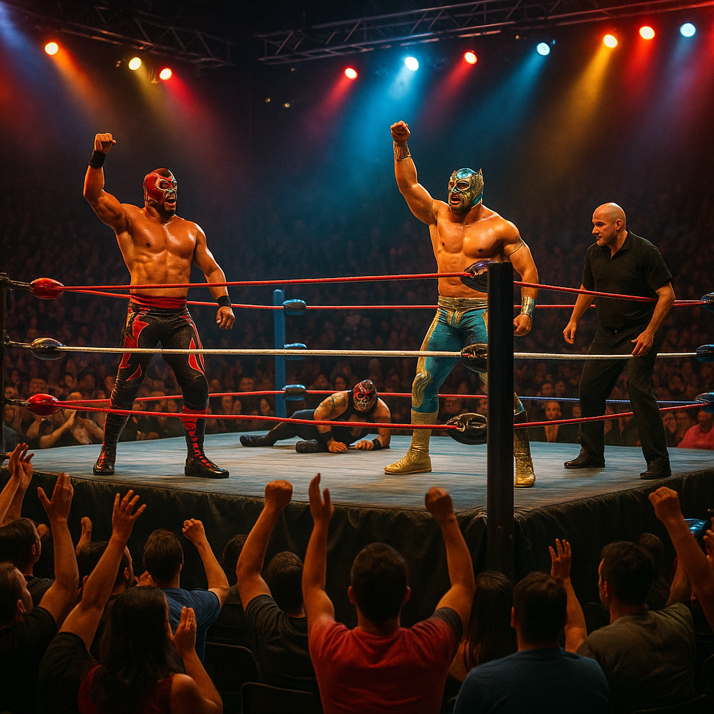 Un evento de lucha libre latinoamericana con públi